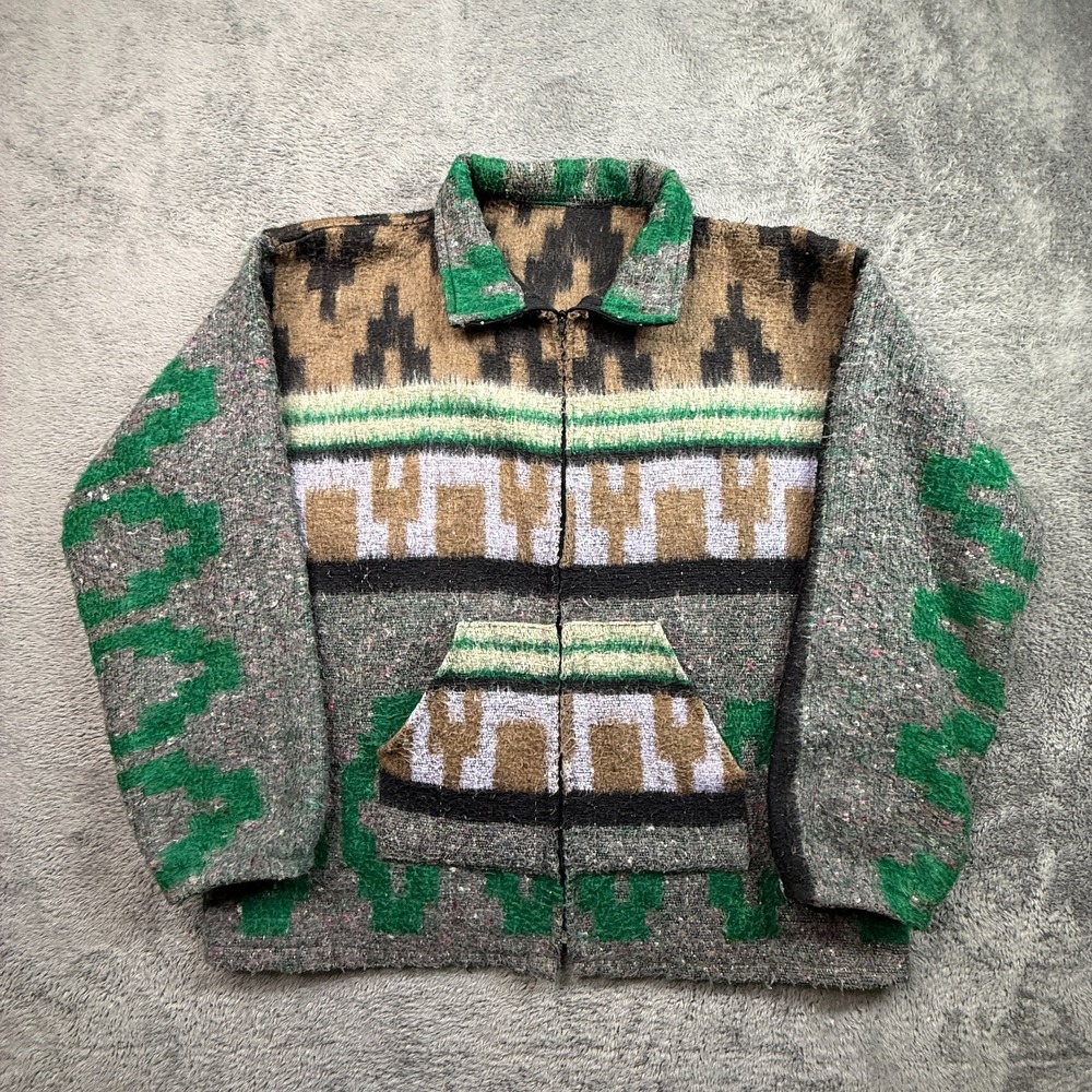 Vintage Molina Indian Drawin Jacket Men XL Aztec Tribal Pattern Full Zip Bomber